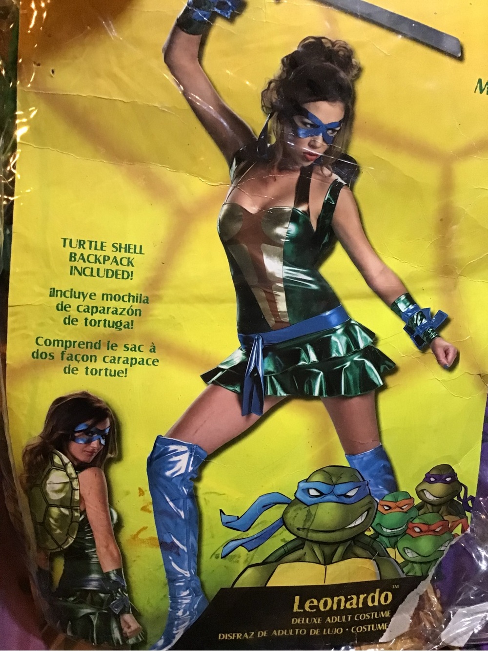 Teenage mutant ninja turtles Leonard shell backpack woman costume size medium